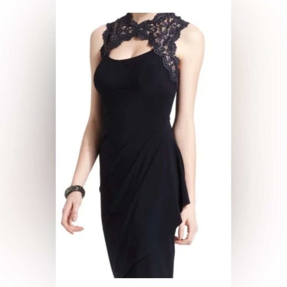 Cache Black Women's Dress size 8
 sheath style dress with lace neck